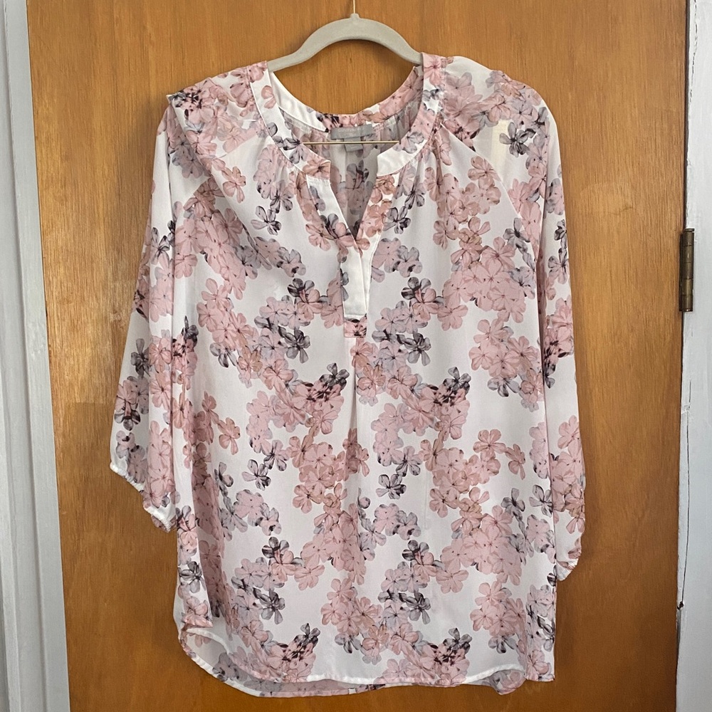 Saint Tropez West Pink and White Floral Blouse